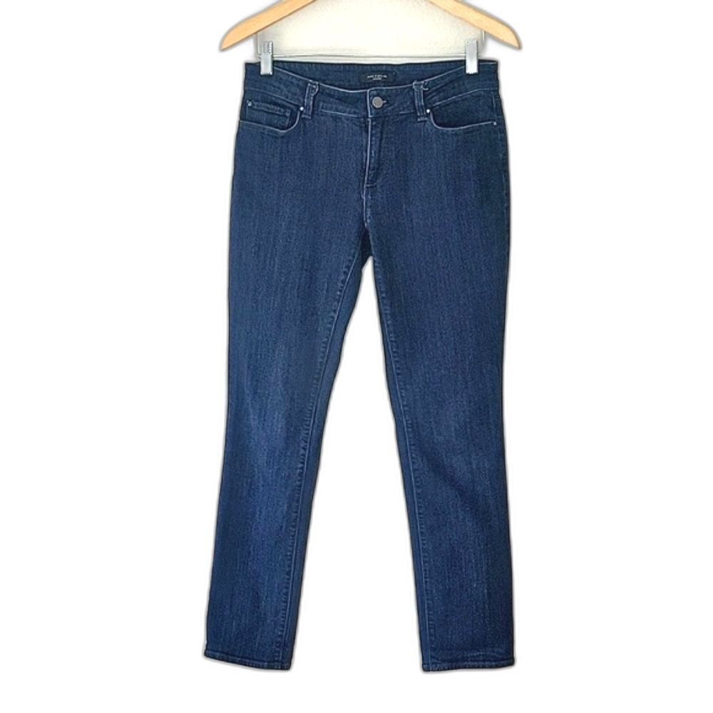 ANN TAYLOR The Slim Curvy Fit Petite Dark Blue Denim Jeans size 6P